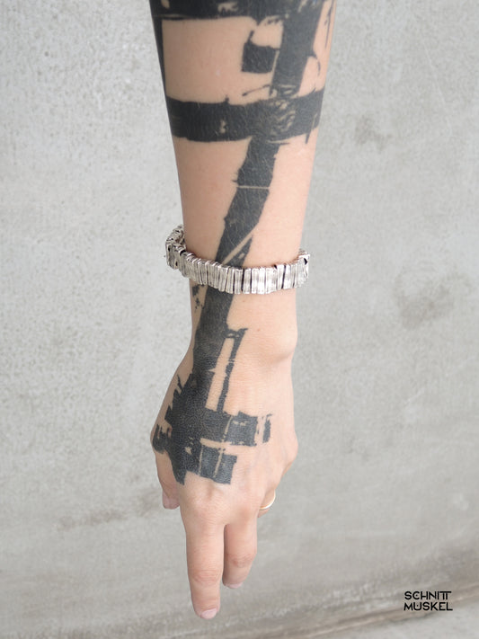 silberplattiertas Armband, darkavantgarde Schmuck, darkavantgarde Armband, Technoschmuck, biomorphes Armband
