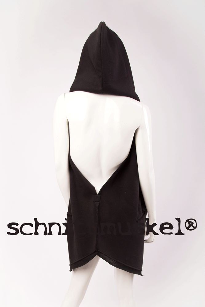 Kapuzenweste, Weste mit Kapuze, übergrosse Kapuze, Gothic Gothickapuze, Festivalfashion, Festivaloutfit, Gothicbekleidung