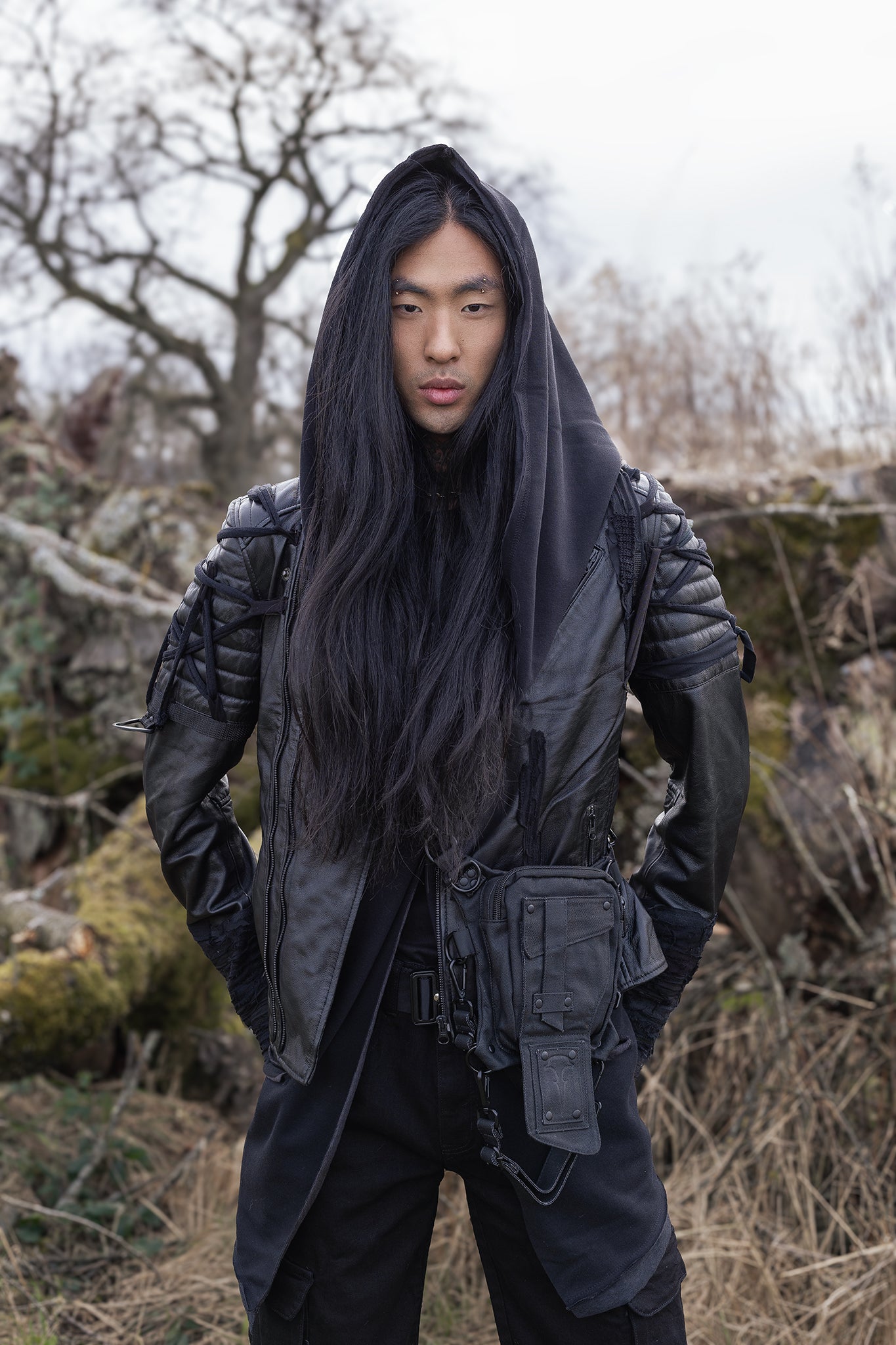 Darkwear, darcyberfashion,cyberfashion, gthicfashion, Gothicmode, darkavantgarde, tekkknostyle, schwarze Herrentasche