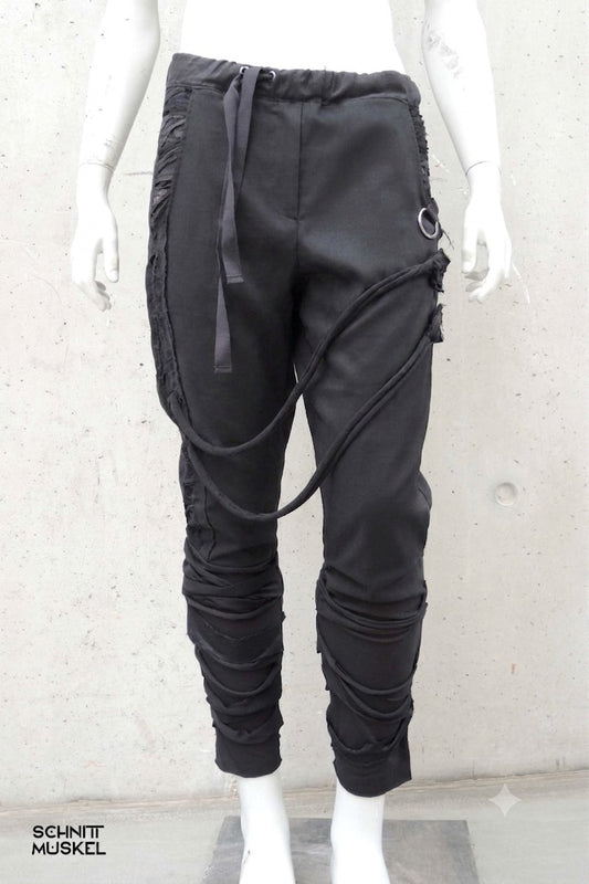 Ninjahose, Leinenhose, darkwear, darkavantgarde Hose, darkavantgarde mode, darkavantgarde Herrenhose, drop chrotch Hose, Gothichose, Gothicmode für Herren, destroyed Mode
