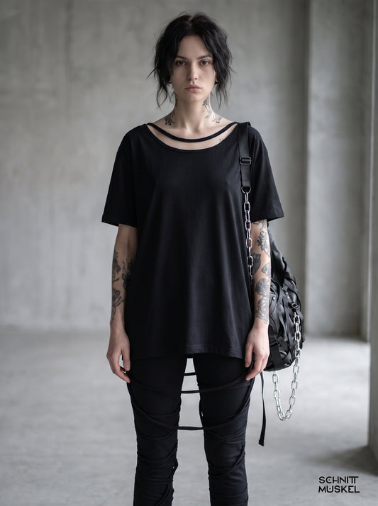 oversize Shirt, Darkavantgarde Mode, darkavantgarde Shirt, darkwear, darkfashion, allblackfashion, Gothicmode, Gothicfashion, schwarzes oversize Shirt