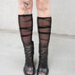 Gothic Socken, schwarze Netzsocken, schwarze Netzkniestrümpfe, feine Netzkniestrümpfe, mesh Kniestrümpfe, Gothic Kniestrümpfe