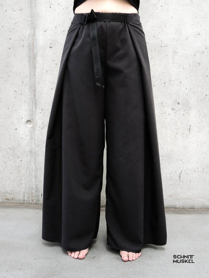 Wickelhose, Sommerhose, schwarze Sommerhose, Hose mit Überschlag, darkwear, darkavantgarde Hose, darkavantgarde, Gothichose