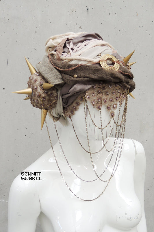 Dune Kopfschmuck, burningman headdress, Dune headdress, Turban, Wüstenturban, Wastelandkopfschmuck, wastelandheaddress, Starwars headdress, Starwars Kopfschmuck, nomad turban, Nomadenkopfschmuck, Wüstenstyle, Wüstenturban, Wüstenprinzessin, Wüstenprinzessin Kopfschmuck