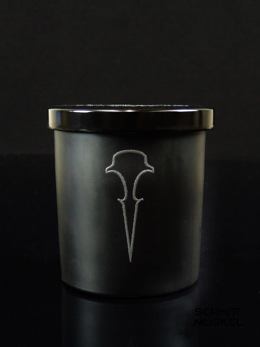 schwarze Duftkerze, Gothic Duftkerze, schwarze Kerze, Gothickerze, schnittmuskeluftkerze, postapokalyptische Kerze