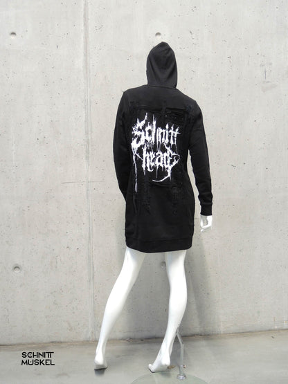 Schnitthead, Hoodiekleid, Langer Hoodie, Pulloverkleid, Gothickleid, Streetgoth Kleid, Streetgoth Hoodie, Blackmetal Hoodie