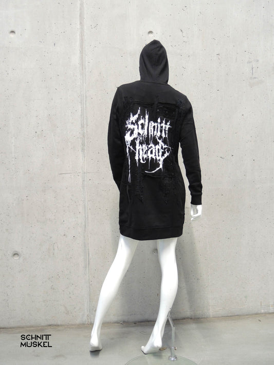 Schnitthead, Hoodiekleid, Langer Hoodie, Pulloverkleid, Gothickleid, Streetgoth Kleid, Streetgoth Hoodie, Blackmetal Hoodie