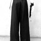 schwarze Leinensommerhose, schwarze Leinenhose, Gothic Sommerhose, Leinenhose mit weitem Bein, darkavantgarde Hose, darkavantgarde Mode