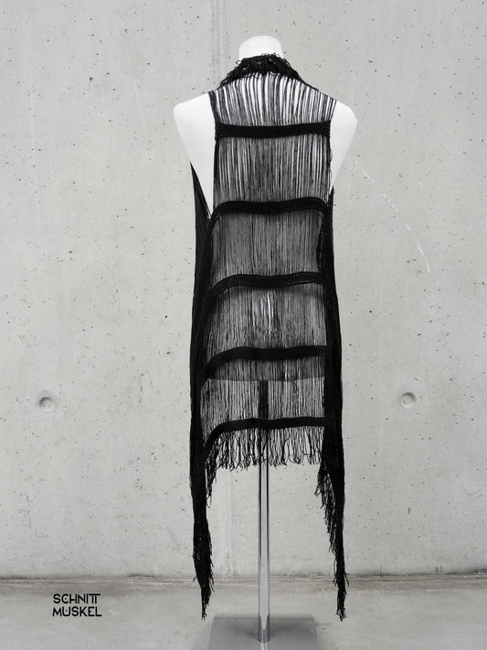 Gothicweste, Häckelweste, Netzweste, Netzumhang, destroyed fashion, destroyed Oberteil