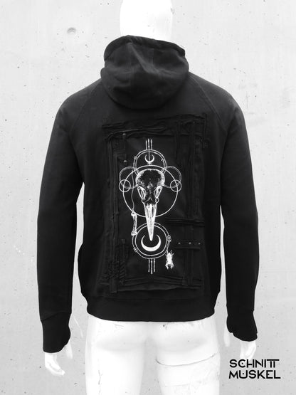 Skedelbird Hoodie, Gothic Hoodie, Vogelschädel Hoodie, BirdskullHoodie