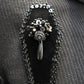 Sargbrosche, sargförmge Brosche, Gothicbrosche, Gothicschmuck, Sarg Anstecker, Sargbouquet schwarz, schwarzes Sargbouquet als Brosche