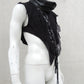 postapokalyptisches Oberteil darkavantgardemode, Gothicmode, aussergewöhnliche Gothicmode, Gothicoberteil, Upcycling Oberteil, Avantgarde Mode, Rick Owens Stil, Asymmetrisches Top, Schwarzes Designer Oberteil, Unikat Kleidung, Nachhaltige Mode, Handmade Fashion, Industrial Fashion, Darkwear, Post Apocalyptic Fashion, Avantgarde Fashion Deutschland, SCHNITTMUSKEL Karlsruhe, Genderless Fashion, Dekonstruierte Mode
