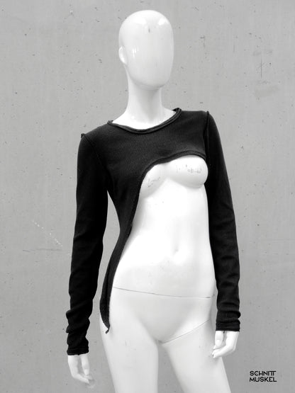 ultra cropped pullover, kurzer Pullover, asymmetrische darkavantgarde Pullover, Gothic Pullover