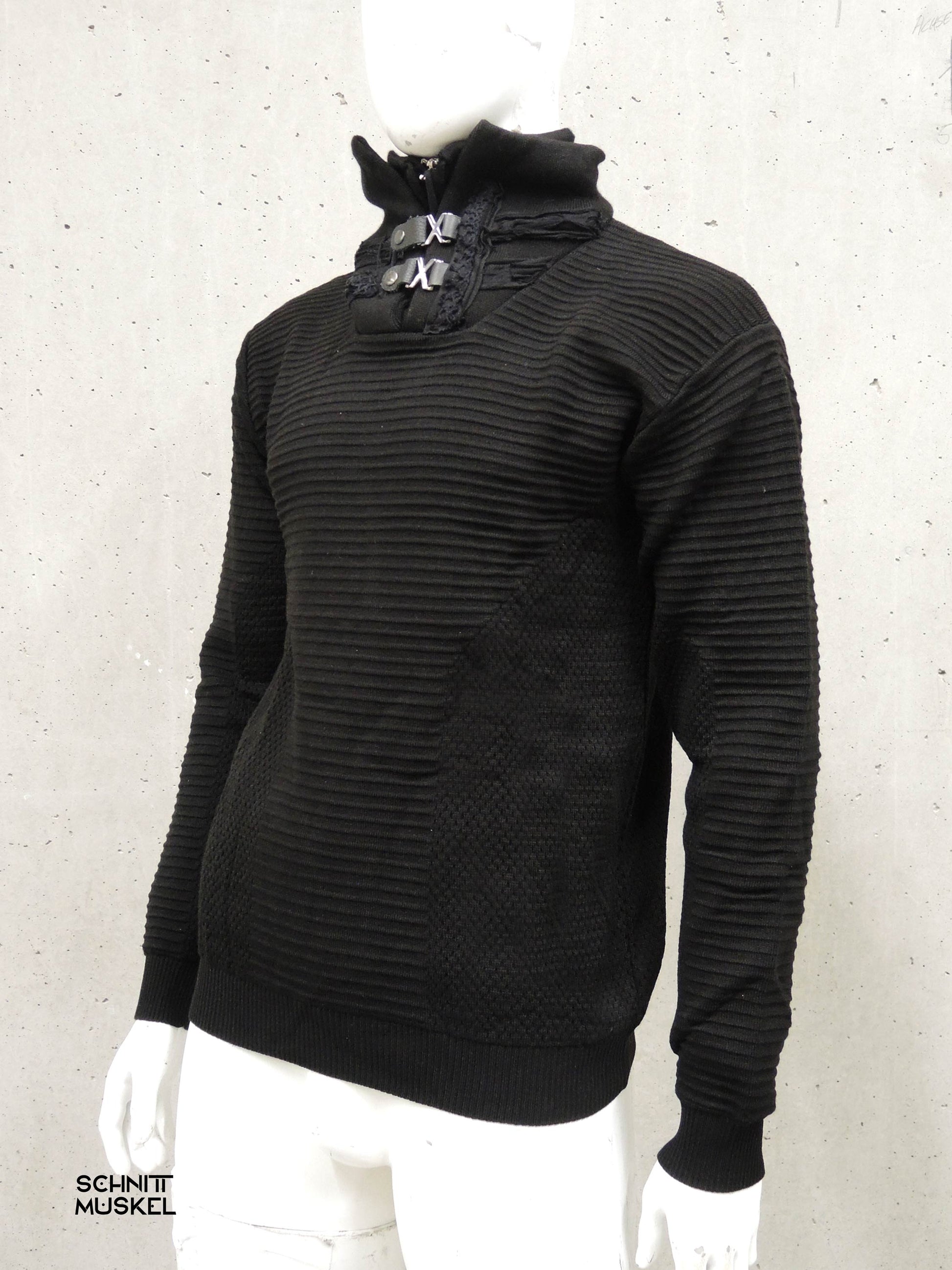 schwarzer Pullover mit Stehkragen, Gothicpullover, Gothicmode für Männer, Gothicmode für HErren, Gotth, darkwear, Gothicpullover für Frauen, Gothicmode für Frauen