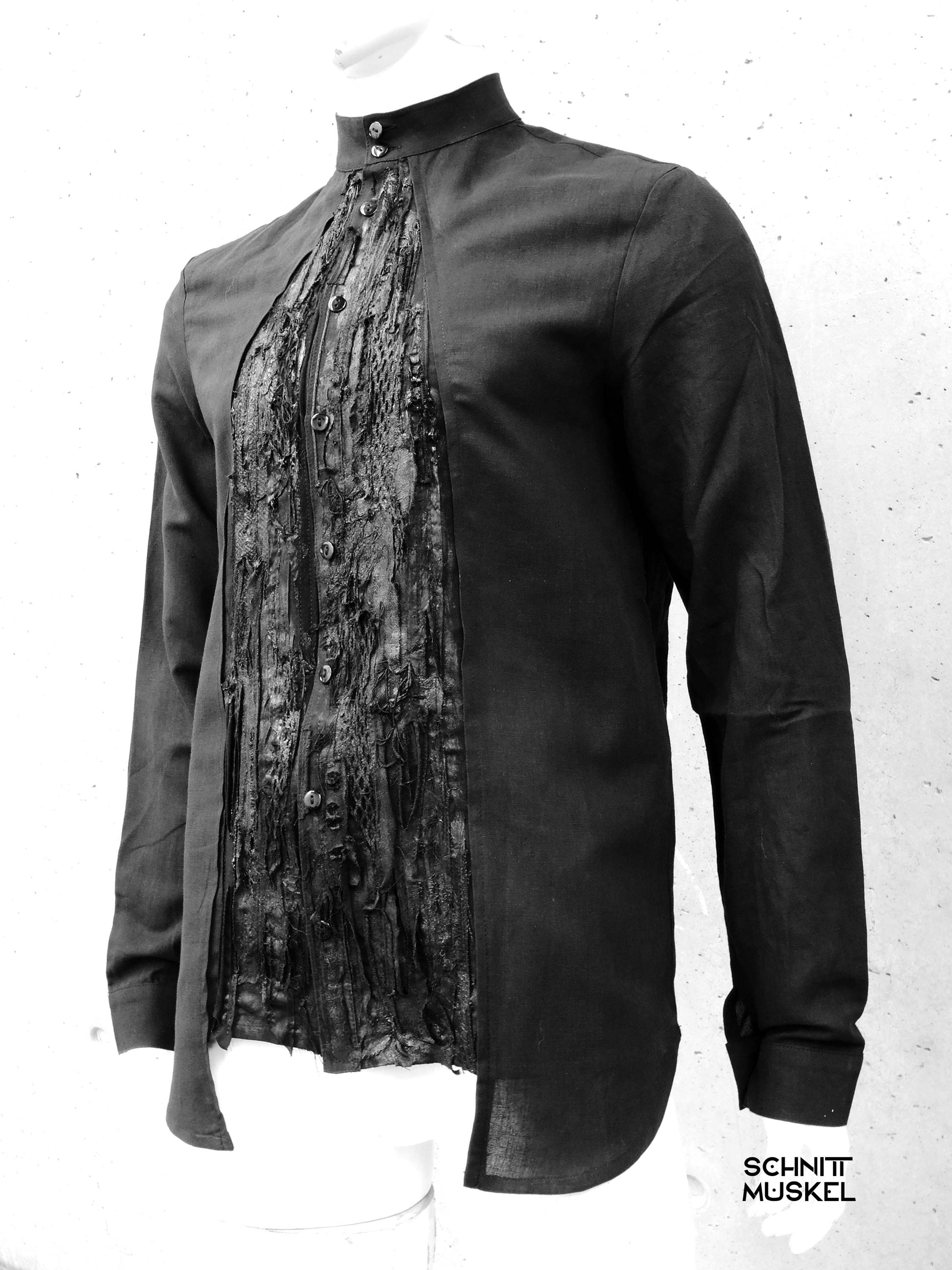 darkavantgarde shirt, darkwear, Gothichemd, Gothicmode für Herren, schwarzes Hemd mit Stehkragen, Stagewear