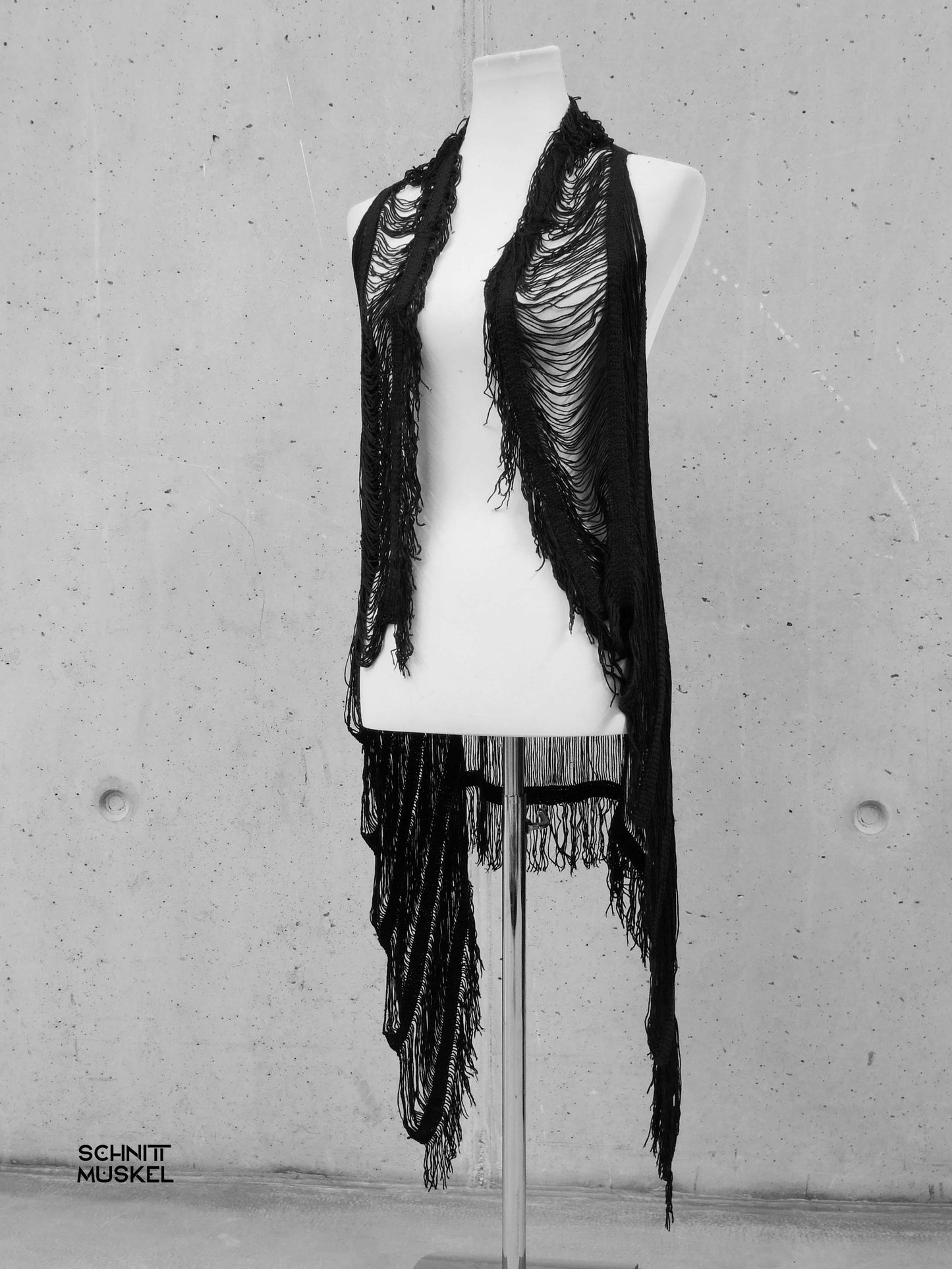 Gothicweste, Häckelweste, Netzweste, Netzumhang, destroyed fashion, destroyed Oberteil