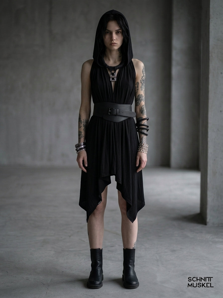 Darkavantgarde Gürtel, breiter schwarzer Gürtel im Darkavantgarde Stil, Gothicgürtel, darkpriestoutfit, postapokalyptisches Outfit