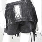 Unikathose, Unikatjeans, Unikatshorts, Gothicshorts, postapokalyptische Shorts, darkwear, Gothicmode