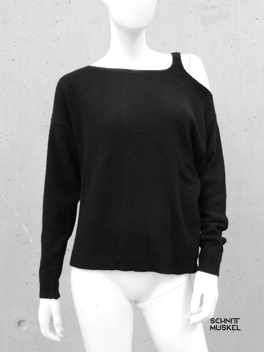 off shoulder Pullover, asymmetrischer Pullover, darkwear