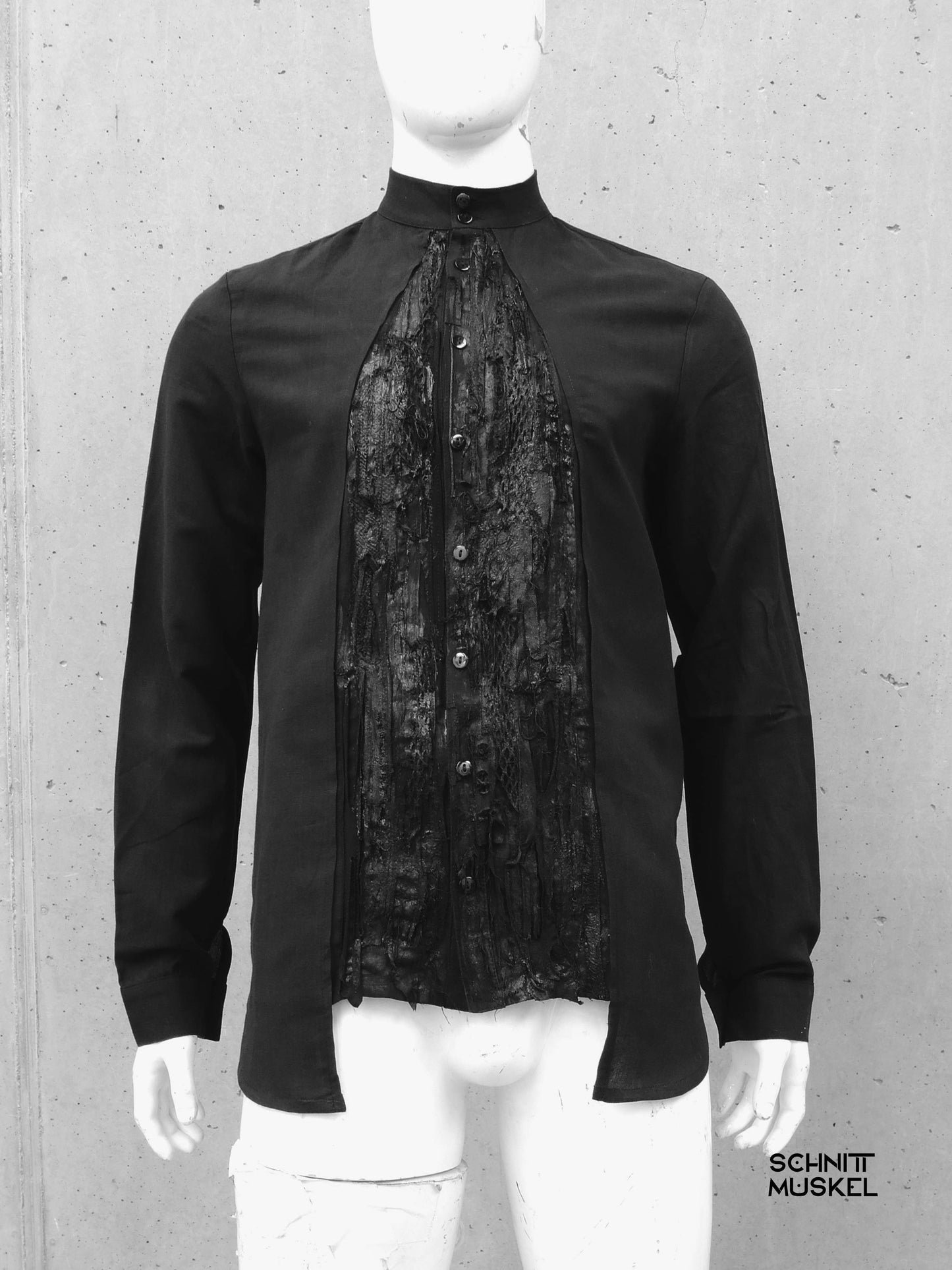 darkavantgarde shirt, darkwear, Gothichemd, Gothicmode für Herren, schwarzes Hemd mit Stehkragen, Stagewear