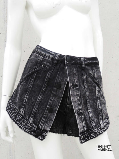 kurze Jeans, Jeansshorts, schwarze kurze Jeans, teckwear Jeans kurz, lagenlook Jeans
