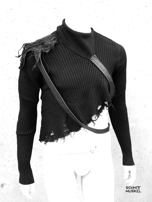 Cropped Pullover, postapokalyptische Kleider, burning man outfit, Gothicmode, darkwear, Technostyle, darkcyberfashion