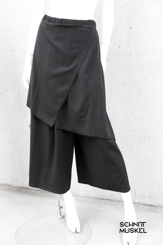 dark Avantgarde Hose, Hosenrock schwarz, Gothichose, Gothicmode für Damen