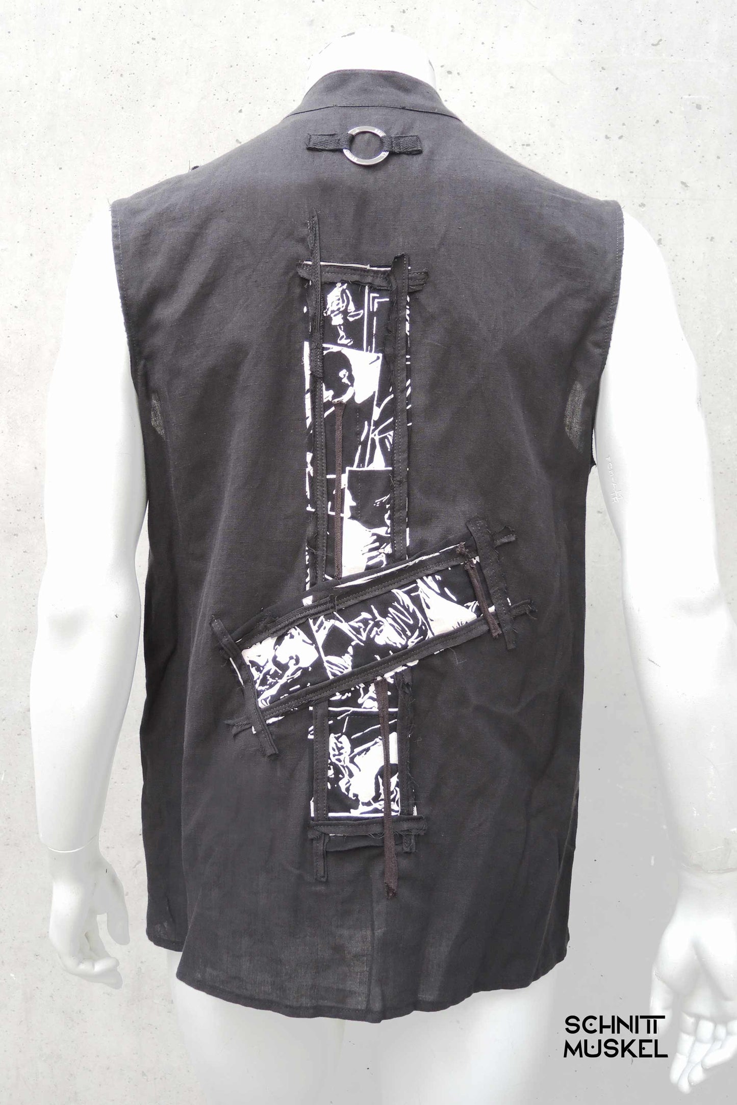 ärmellosos Gothic Hemd, ärmellosos Hemd mit satanischem Kreuz, darkavantgarde Hemd, postapokalyptisches Hemd