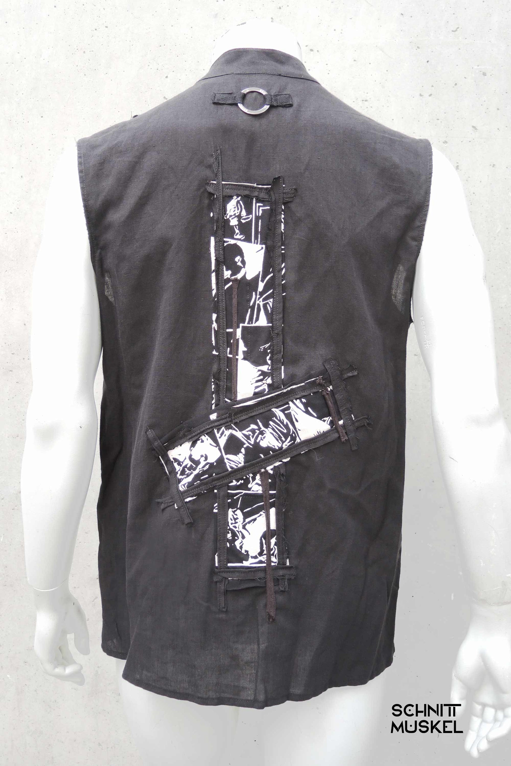 ärmellosos Gothic Hemd, ärmellosos Hemd mit satanischem Kreuz, darkavantgarde Hemd, postapokalyptisches Hemd