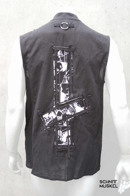 ärmellosos Gothic Hemd, ärmellosos Hemd mit satanischem Kreuz, darkavantgarde Hemd, postapokalyptisches Hemd