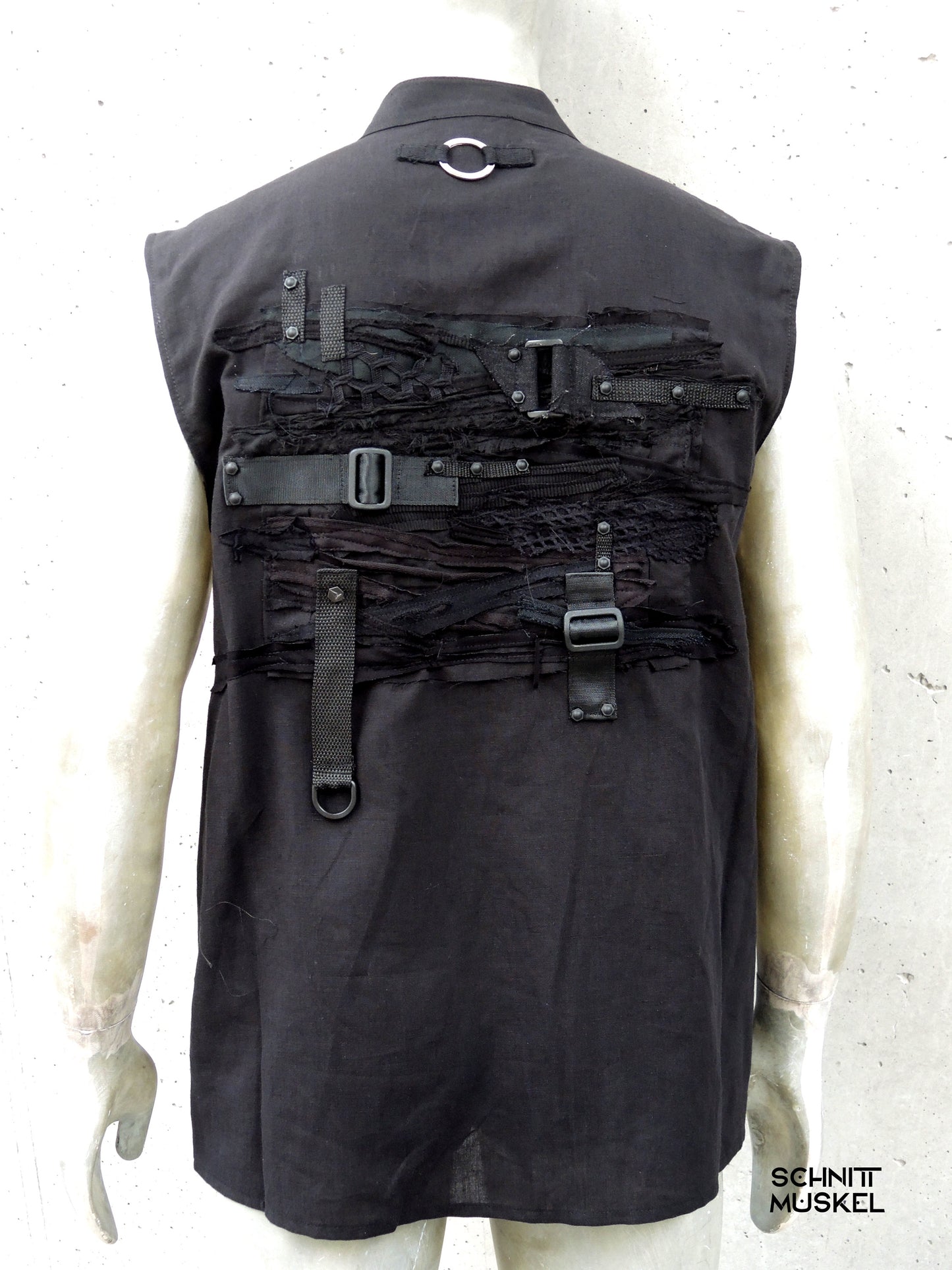 darkcyberhemd, darkcybermode, darkwear, darkavantgarde Hemd, Gothicmode für erren, ärmelloses Gothihemd, Schranzmode, Ravestyle, ärmelloses schwarzes Hemd