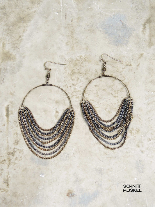 Messingketten Ohrschmuck, Kettenohrschmuck, Creolen aus Ketten, Kettenschmuck