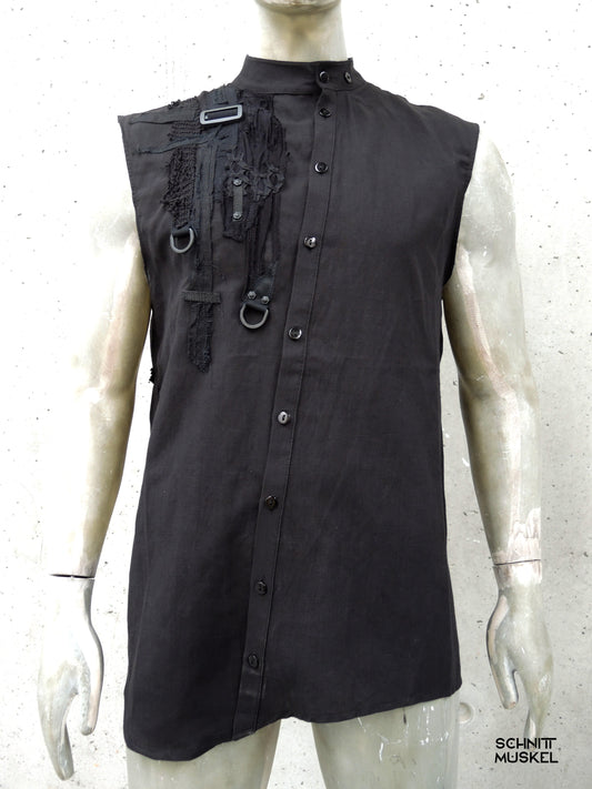 Cyberhemd, Gothichemd ärmellos, ärmelloses Hemd, Tanktop Cyberstyle, Gothicmode für Herren, darkwear, darkavantgarde, ärmelloses Hemd schwarz