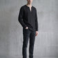 kragenlosos Hemd, schwarzes Sommerhemd, darkavantgarde Mode für Herren, darkavantgarde Hemd
