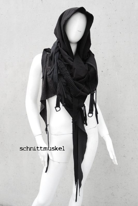 Kapuzenschal, riesiger Schal, dark avantgarde Schal, extralanger Schal, oversized Schal,