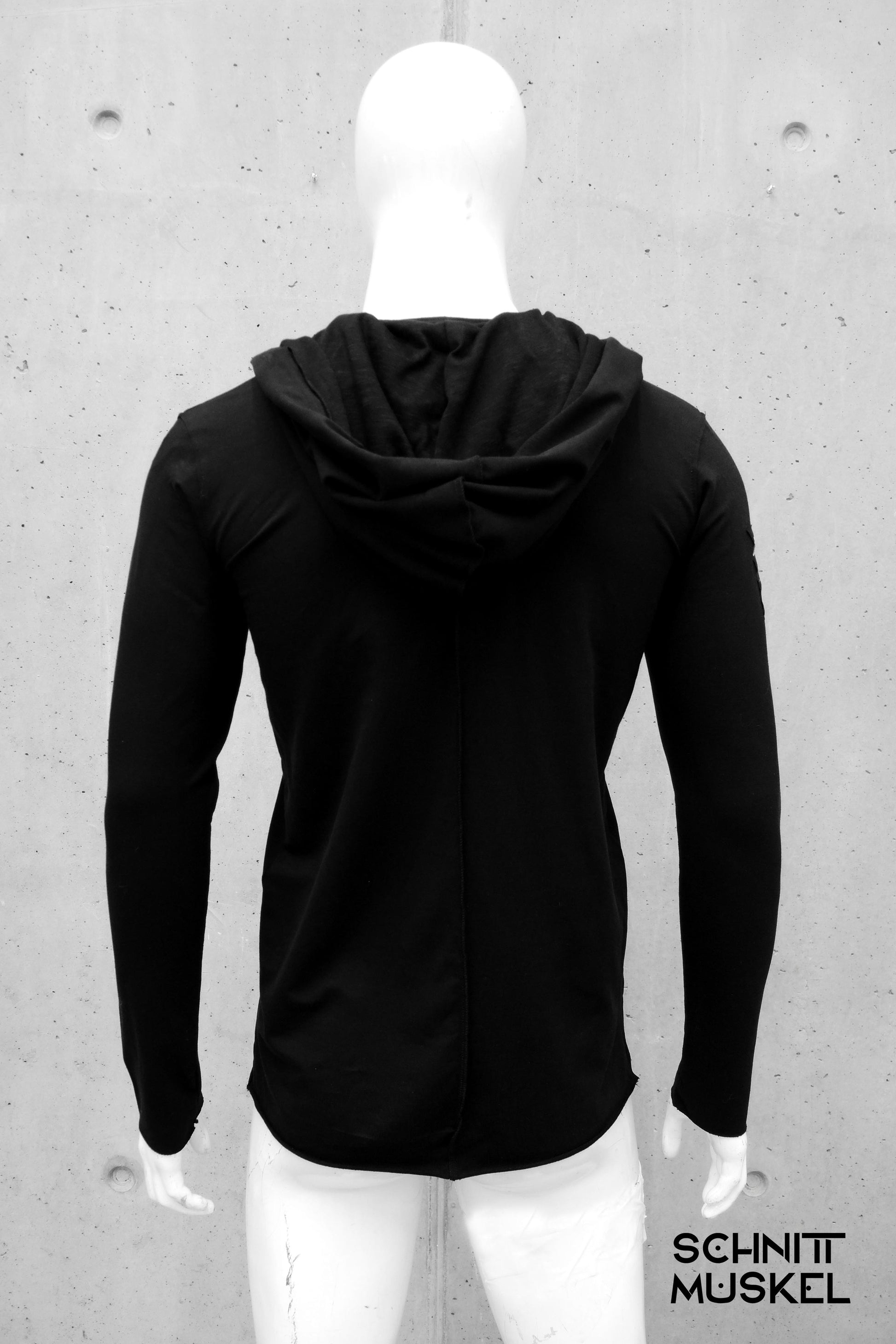 Gothicpullover, darkavantgarde Mode für Männer, darkavantgarde, Kapuzenpullover, Kapuzensweater, destroyed hoodie, postapocalyptic fashion, postapokalyptische Mode