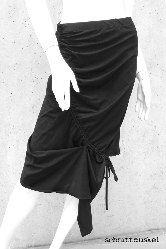 Rock, Zipfelrock, Rock gerafft, Raffrock, Rock asymmetrisch, Rock darkavantgarde, darkavantgarde Mode