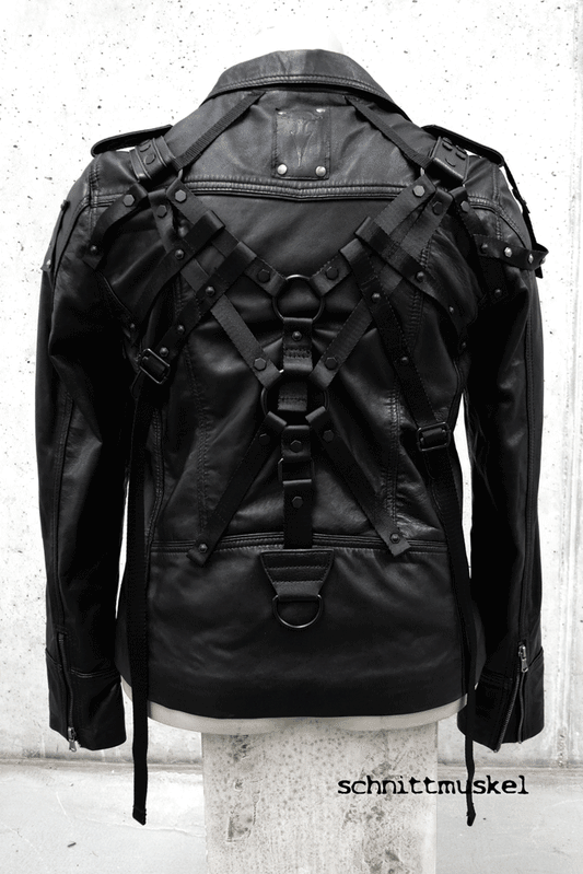 Harnessjacke, dark avantgarde, fetischjacke, Lederjacke Harness, exklusive Lederjacke, luxuslederjacke