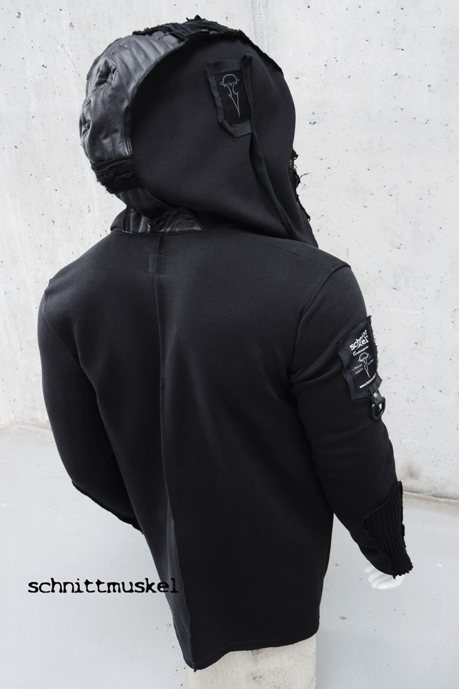 Hoodie Gothic, Hoodie schwarz, Gothicpullover, darkavantgarde Mode, postapokalyptische Mode