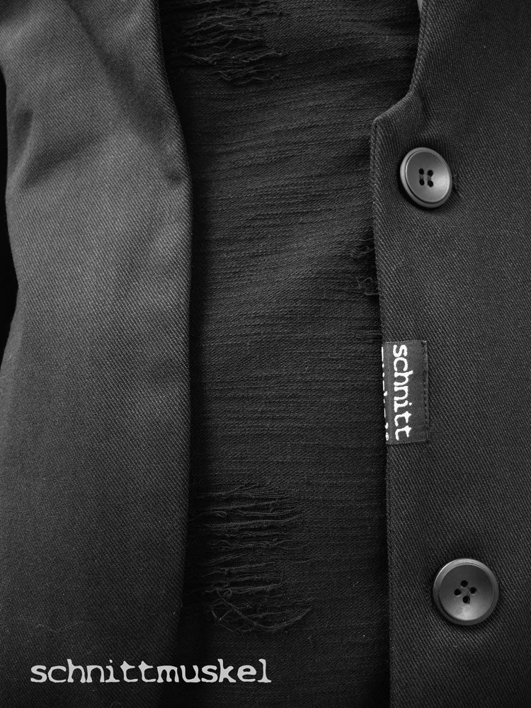 Gothicmode für Männer, darkavantgarde Mode, destroyed Stoff, schnittmuskel, asymmetrisches Jackett