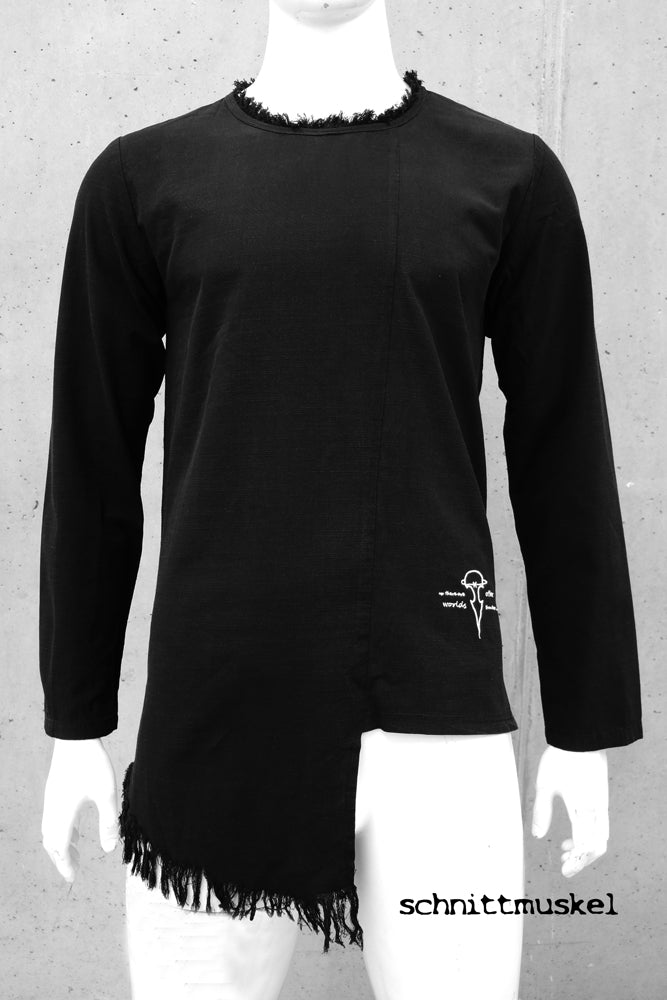 dark avant garde Langarmshirt, asymmetrisches Shirt, asymmetrisches Langarmshirt, Gothicshirt, Herrentunika, Tunika für Herren, asymmetrische Tunika, schwarze Tunika