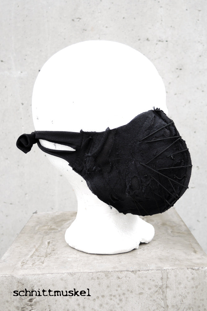 schwarze Maske, Stoffmaske, postapokalyptische Mode, darkavantgarde, darkwera, Gothicmaske, Gothicmode
