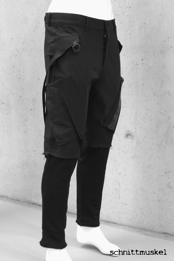 Ninjahose, Urbanninja, Gothichose, schwarze Hose, Gothickleidung für Männer, Darkavantgarde Hose