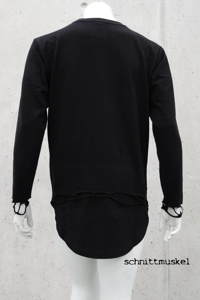 darkwear, dark avantgarde Pullover, black Streetwear, Streetgoth Sweater, destroyed sweater, Gothicpullover