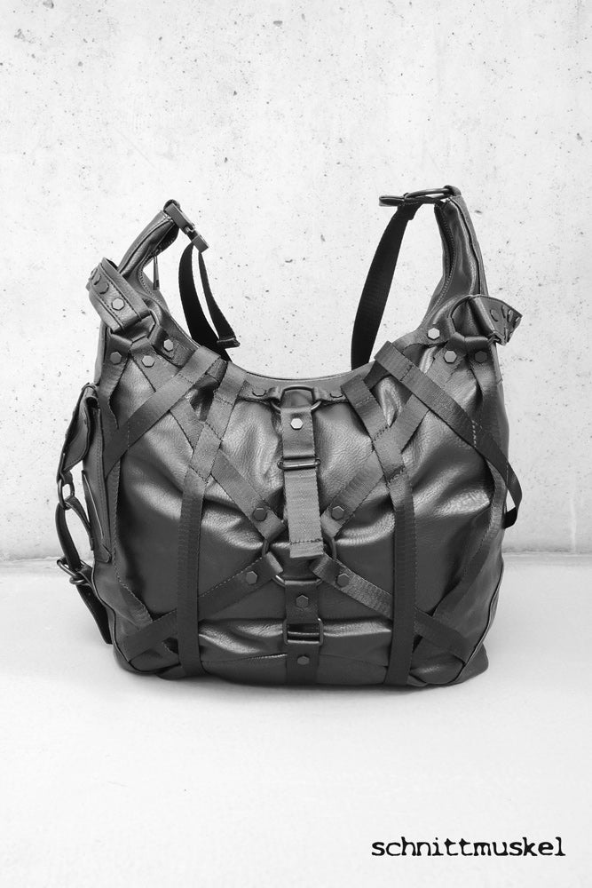 grosse Tasche, Umhängetasche, Gothictasche, darkavantgardebag, ninjatasche, gothicbag, darkwear, Tasche schwarz gross, Umhängetasche