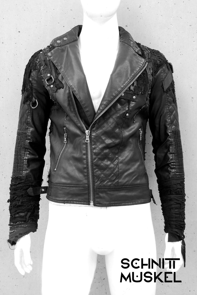 Statementjacke, Gothicjacke, Punkjacke, Bikerjacke, Metaljacke, Darkavantgarde, Gothicjacke, Jacke Fuck, schwarze Unikatjacke, postapokalyptische Jacke