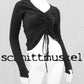 Langarmshirt mit Raffung, Shirt mit Raffung, gerafftes Shirt, darkavantgarde, Gothickleidung, Goth, Streetgoth, Shirt bauchfrei, Langarmshirt Gothic, Langarmshirt darkstyle, darksyle, darkfashion,Shirt aus Modal