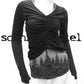 Langarmshirt mit Raffung, Shirt mit Raffung, gerafftes Shirt, darkavantgarde, Gothickleidung, Goth, Streetgoth, Shirt bauchfrei, Langarmshirt Gothic, Langarmshirt darkstyle, darksyle, darkfashion,Shirt aus Modal